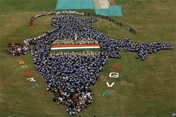 Indian Map Formation By School Students
