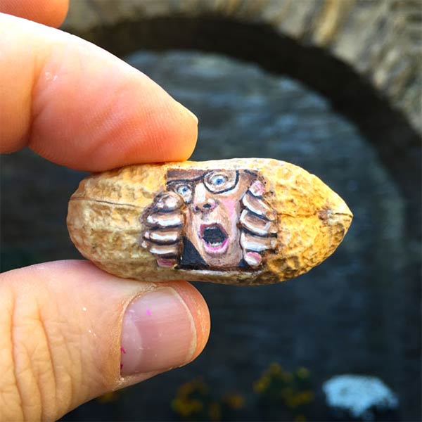 Tiny Portraits On Peanuts by Steve Casino