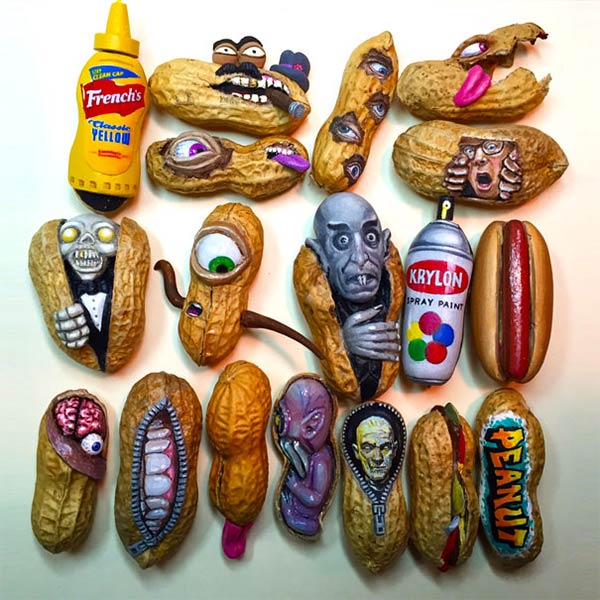 Tiny Portraits On Peanuts by Steve Casino