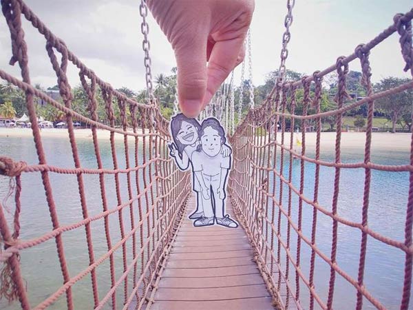 Couple Replaces Selfies with Creative Doodles