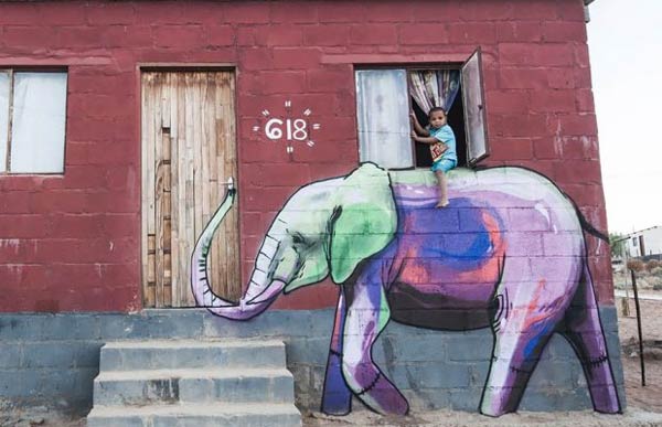 Elephant Graffiti Art by Falko One