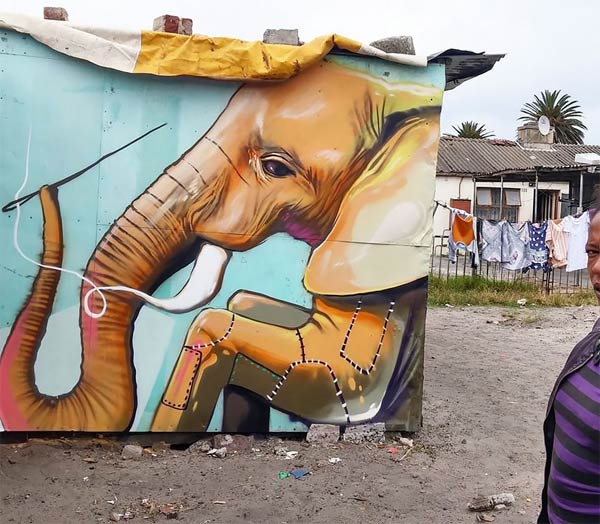 Elephant Graffiti Art title=