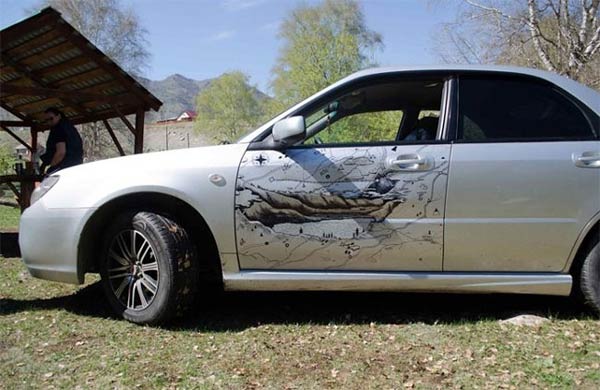 Creative Car Dent Drawing