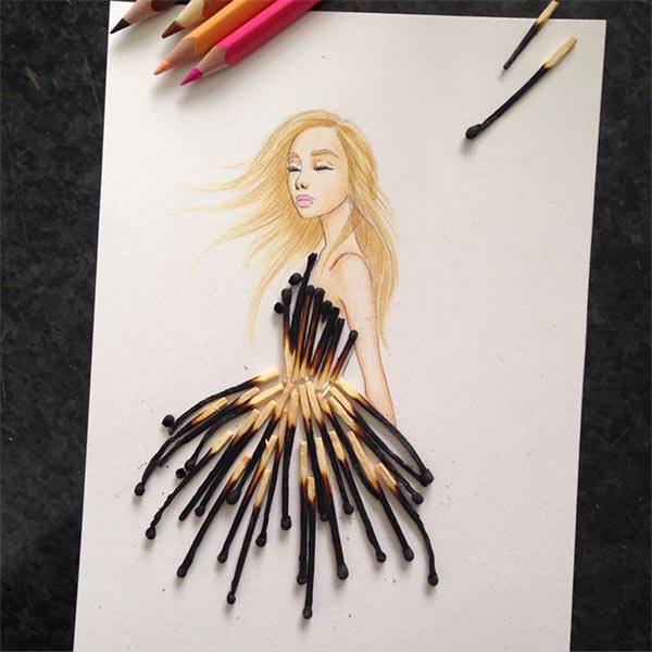 Armenian Illustrator Completes His Cut-Out Dresses With Everyday Objects