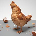 Chicken Sculpture Made From Eggshells