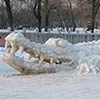 Giant Crocodile Sculpture Made With Snow