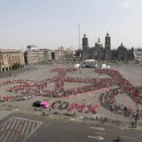 Cyclists Forming A Shape of Bicycle