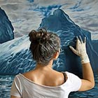 Photorealistic art of sea and ice created by artist Zaria Forman with her Fingers