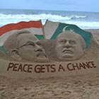 Nawaz Sharif and Narendar Modi Sand Sculpture