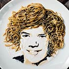 Celebrity Portraits Made From Noodles & Soy Sauce
