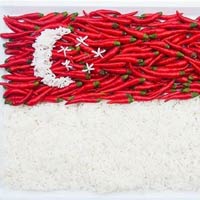Singapore Flag Formed with Red Chilli & White Rice