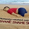 Sand Sculpture Depicting Drowned Syrian Boy Aylan Kurdi